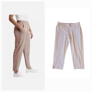 Athleta Brooklyn Textured Ankle Pant 982287 Cream Pink Womens Sz 22 Straight-Leg
